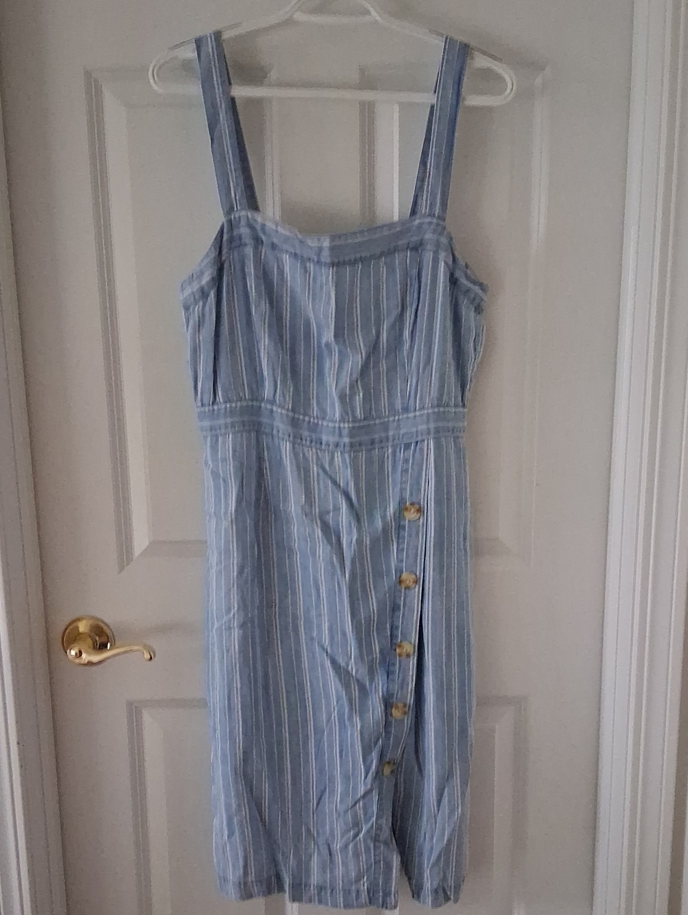 BB Dakota Striped Light Blue Sundress with Button Detail Size 10